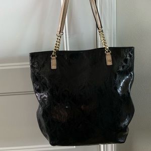 Michael Kors black patent signature MK purse